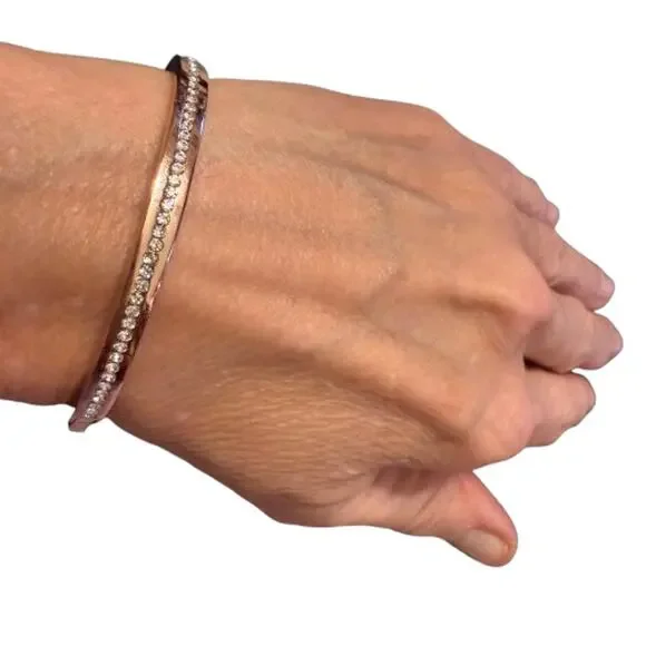 Kate Spade New York Pave Rose Gold Hinged Bangle Bracelet - Picture 5 of 9